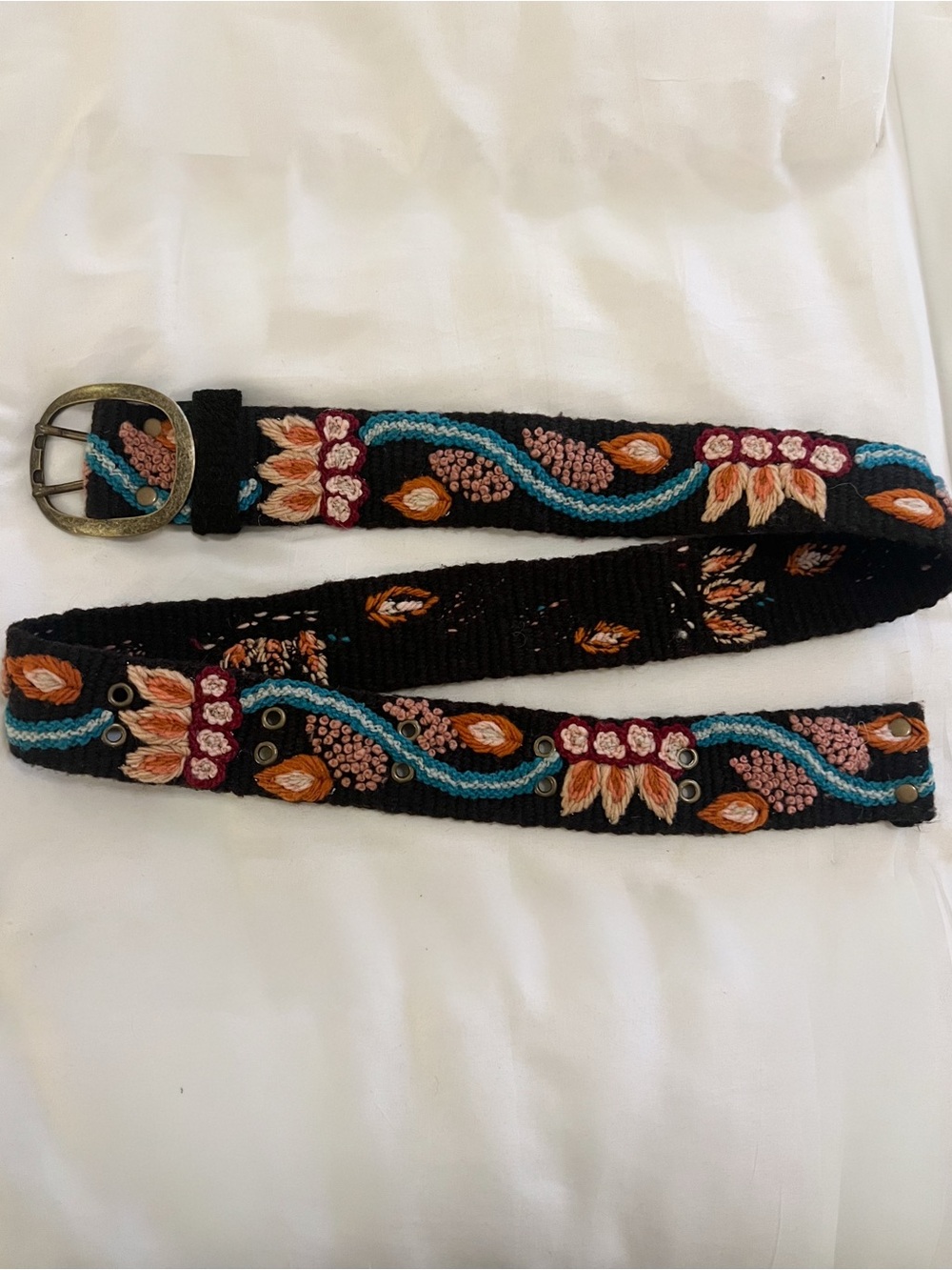 Vintage Pistil Handcrafted Peruvian Style Embroidered Belt Festival Hippie